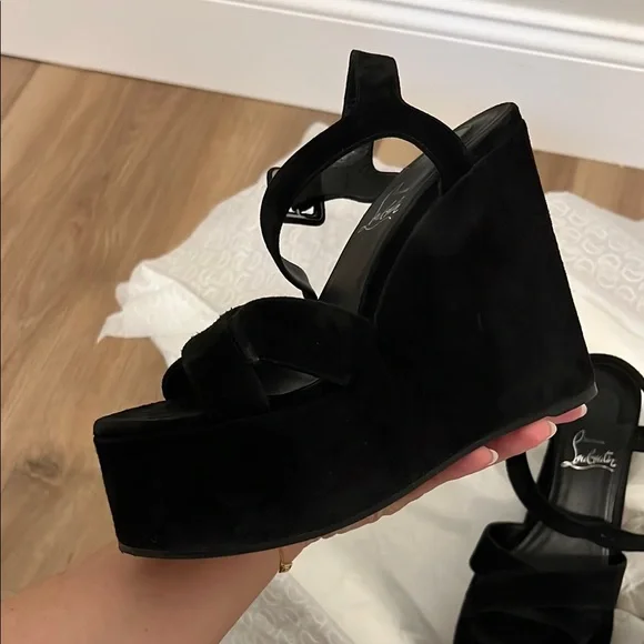 Christian Louboutin Black Women's Wedge Sandals